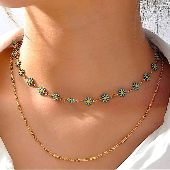 Daisy Gold Plated Multilayer Necklace - Picture 1 of 3